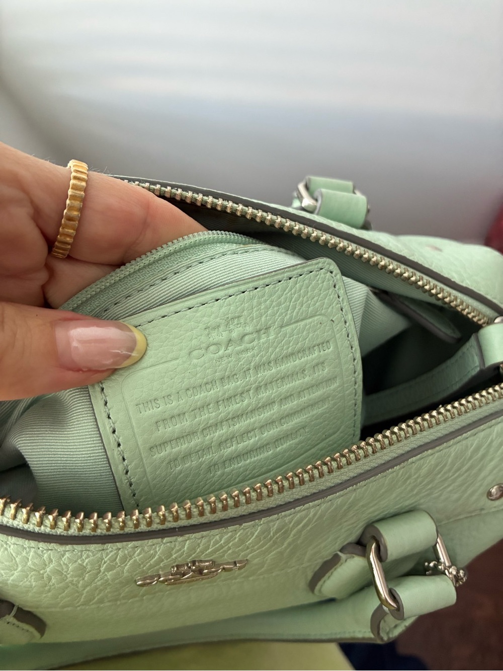 Coach Seafoam Green Leather Rowan Satchel with Removable Strap - Picture 3 of 4